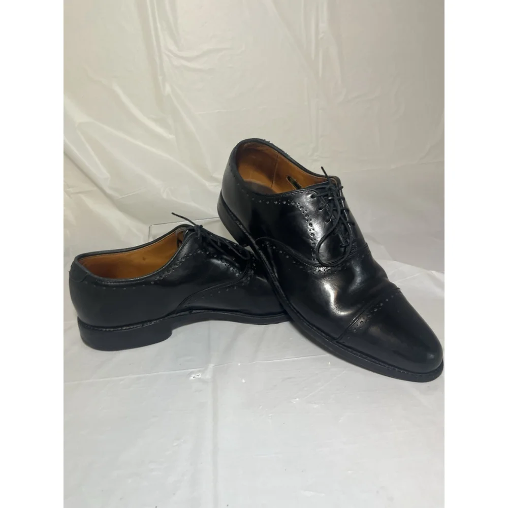 Allen Edmonds 9.5 B Mens Dress Shoes Hale Black Leather Brocade Oxfords ($425) - Picture 1 of 15